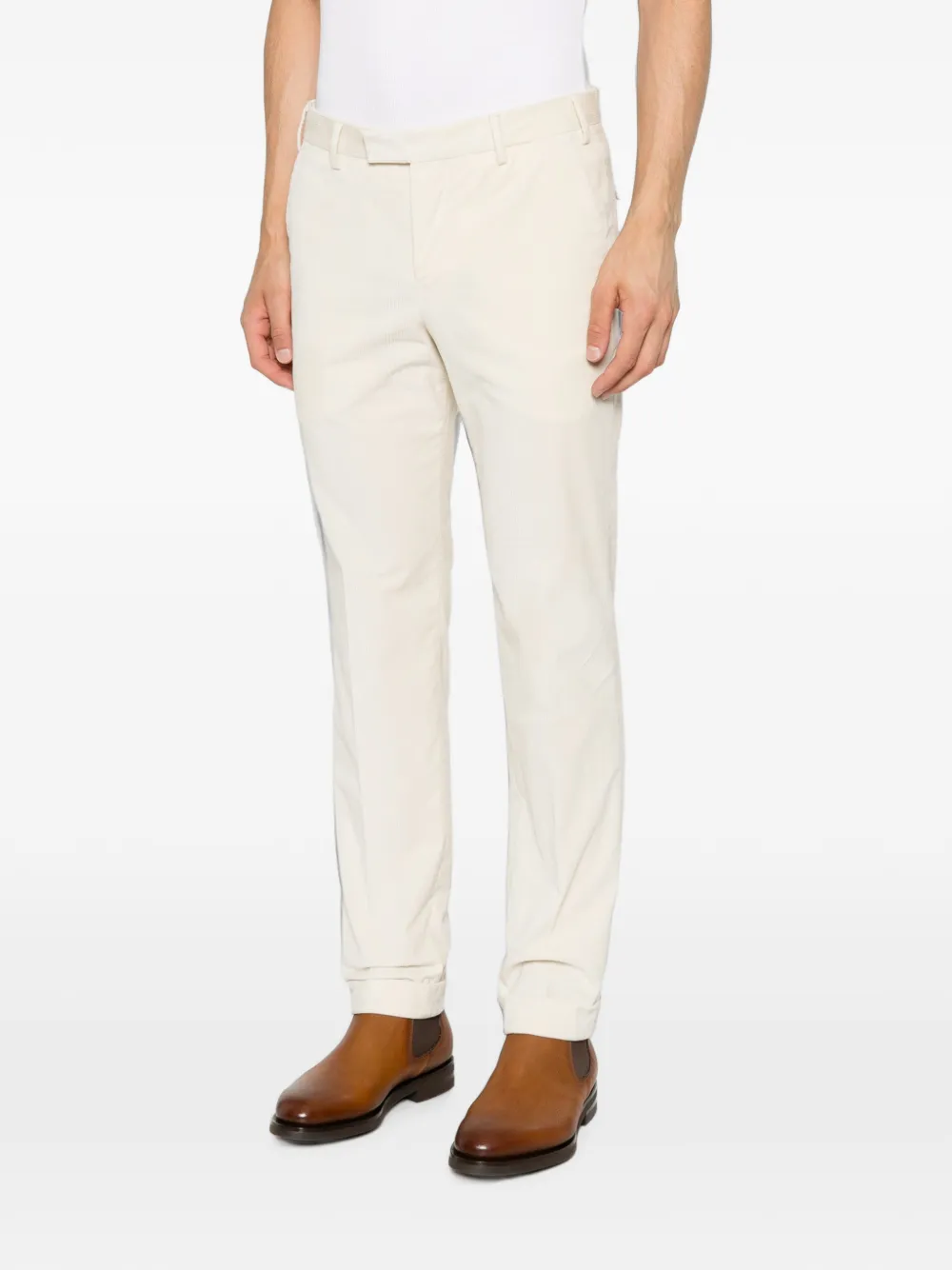 PT Torino Straight broek met ribfluwelen textuur Beige