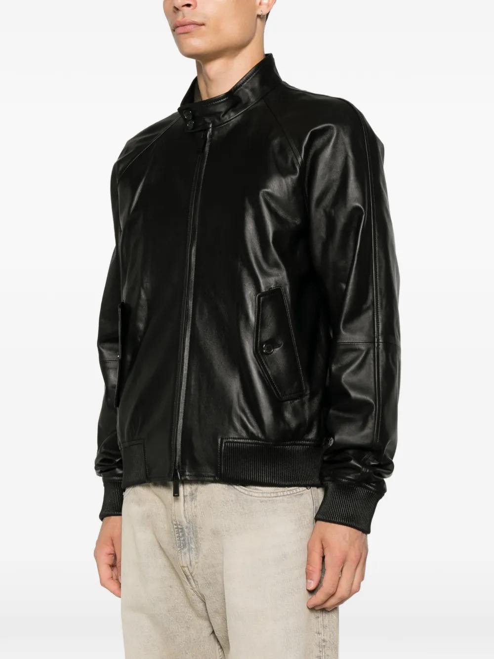 DSQUARED2 Leren jack met rits Zwart