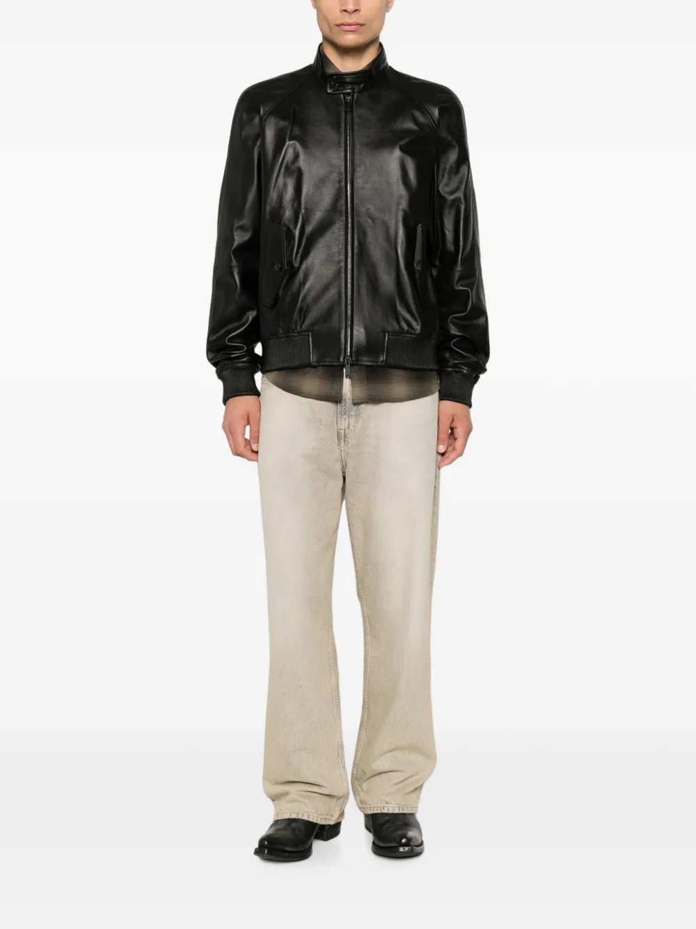 DSQUARED2 Leren jack met rits Zwart