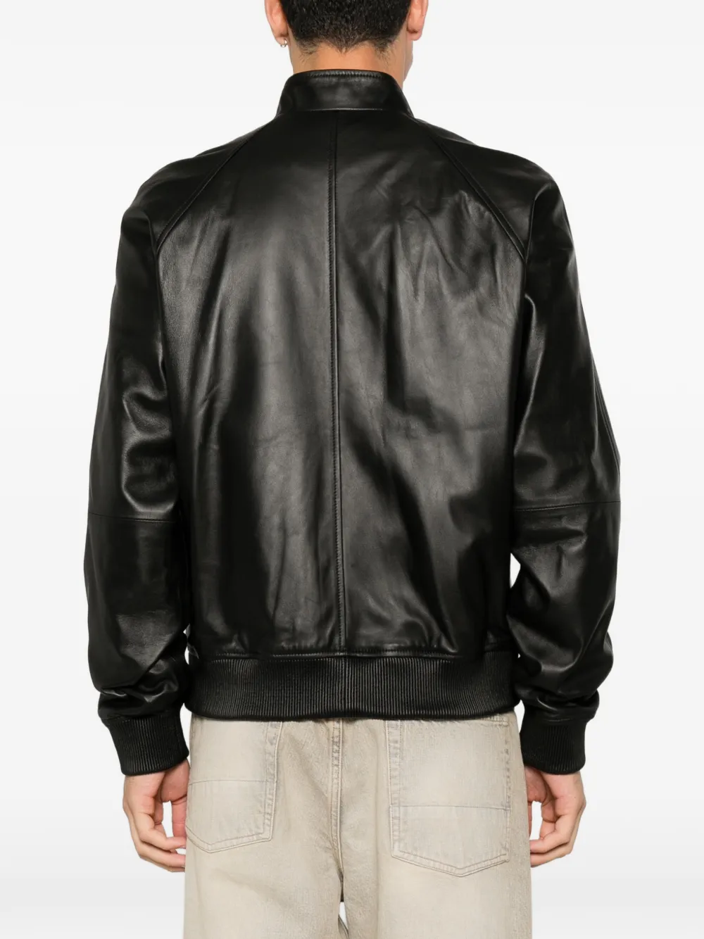 DSQUARED2 Leren jack met rits Zwart