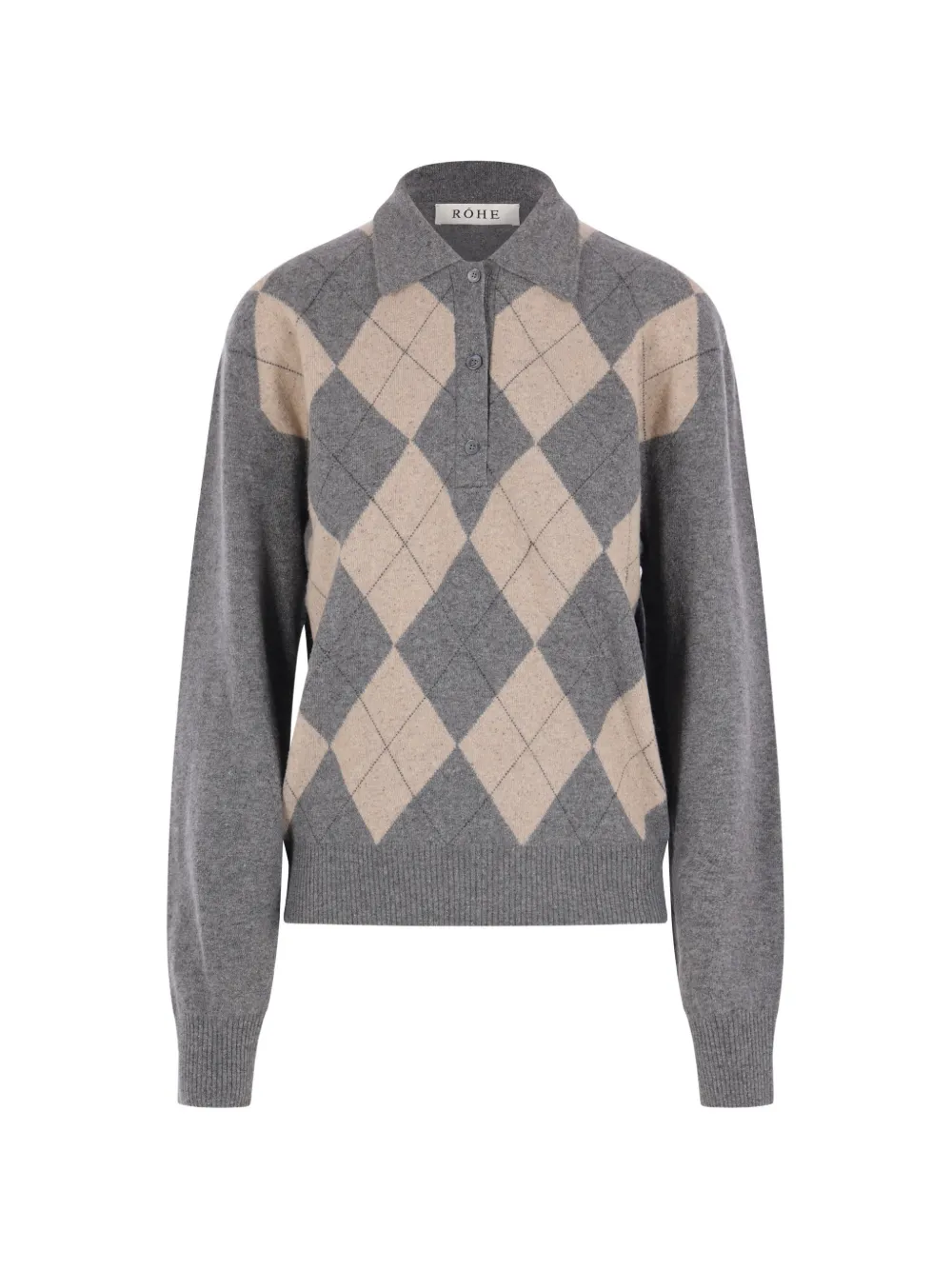 Róhe argyle-check long-sleeve sweater - Grau