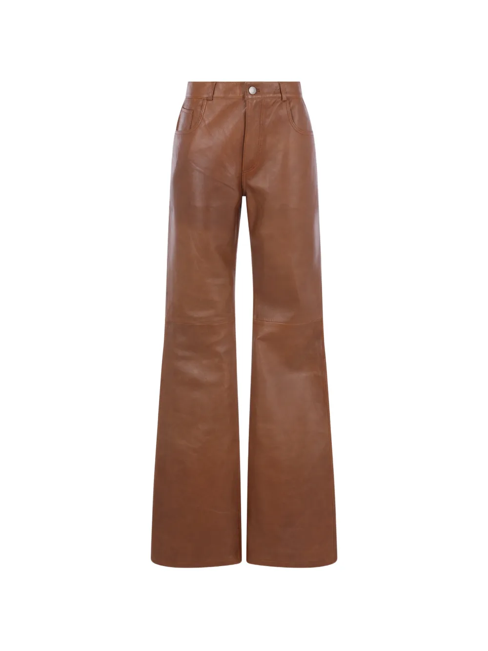 Haikure Leather Wide-leg Trousers In Brown