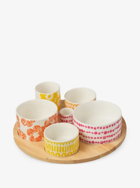 J-LINE floral-print polka-dot appetizer set (set of six)