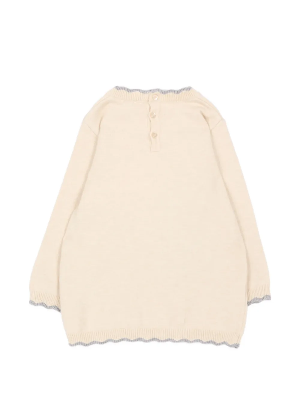Mayoral Intarsia gebreide jurk met teddybeer-print Beige