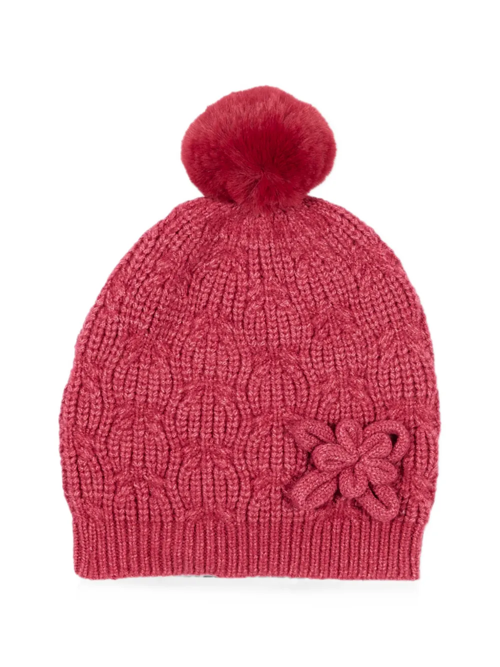 Mayoral Muts en muts met pompon en bloemdetail Roze