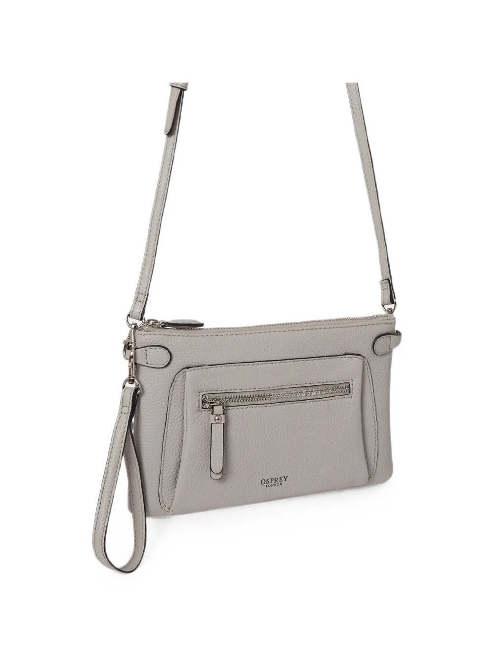 Osprey Ruby Leather Clutch Bag In Grey