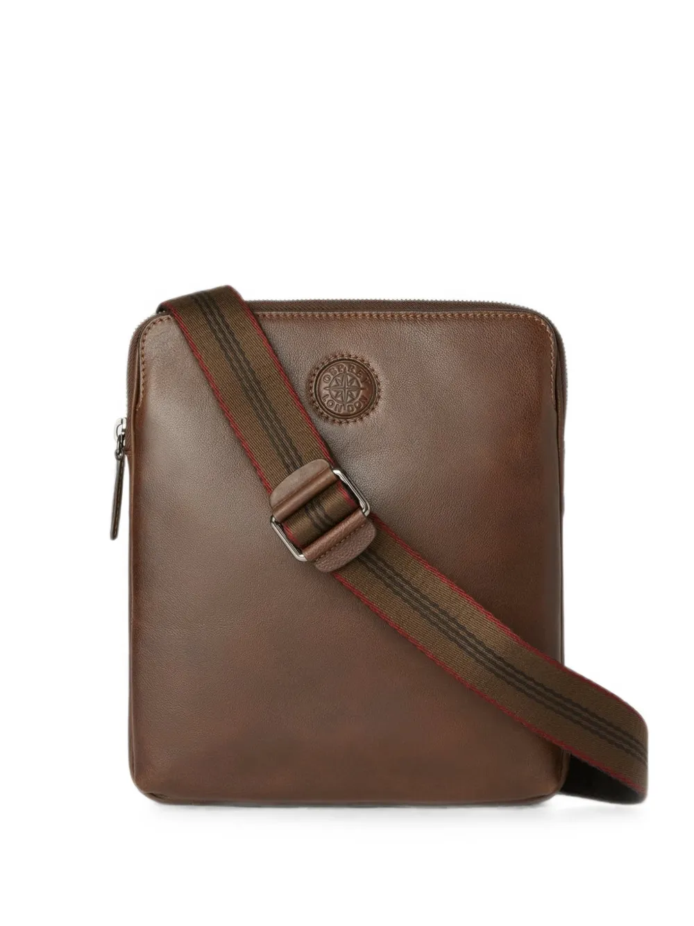 Osprey small Compass logo-embossed leather messenger bag - Marrone