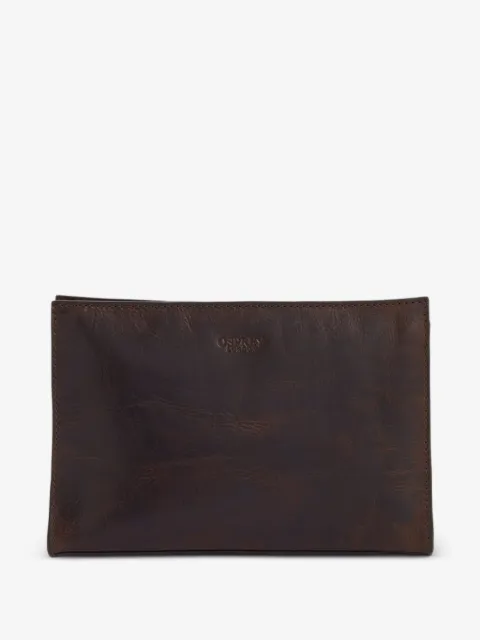 Osprey London Carter logo-debossed leather wash bag
