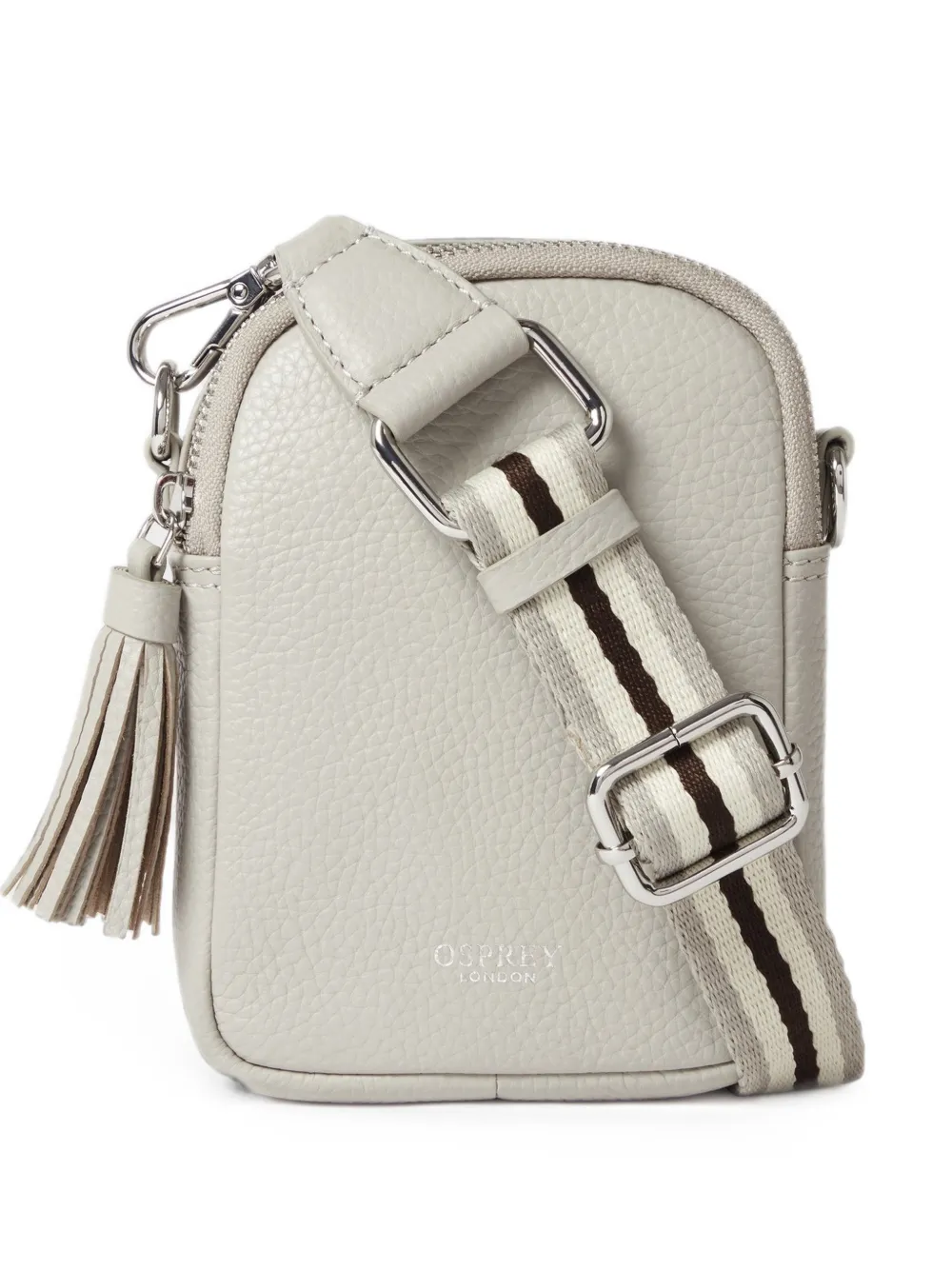 Osprey Tassel-detail Grained-leather Shoulder Bag In Neutral