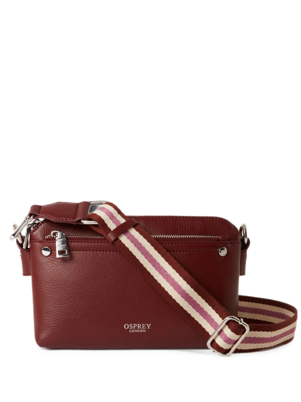 Osprey grained-leather striped-strap cross-body bag - Rosso