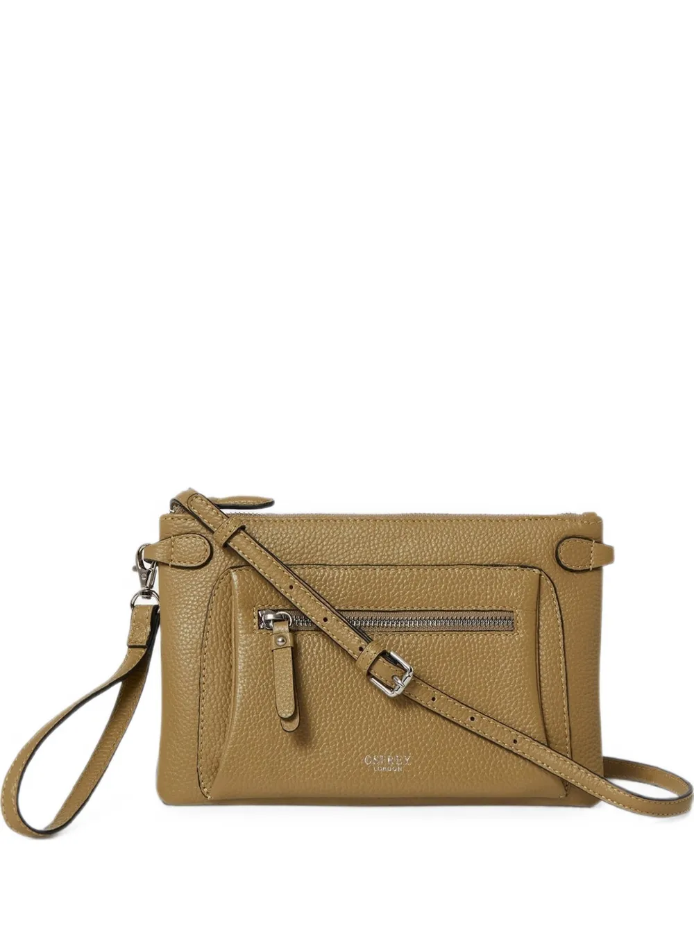 Osprey grained-leather cross-body bag - Nude