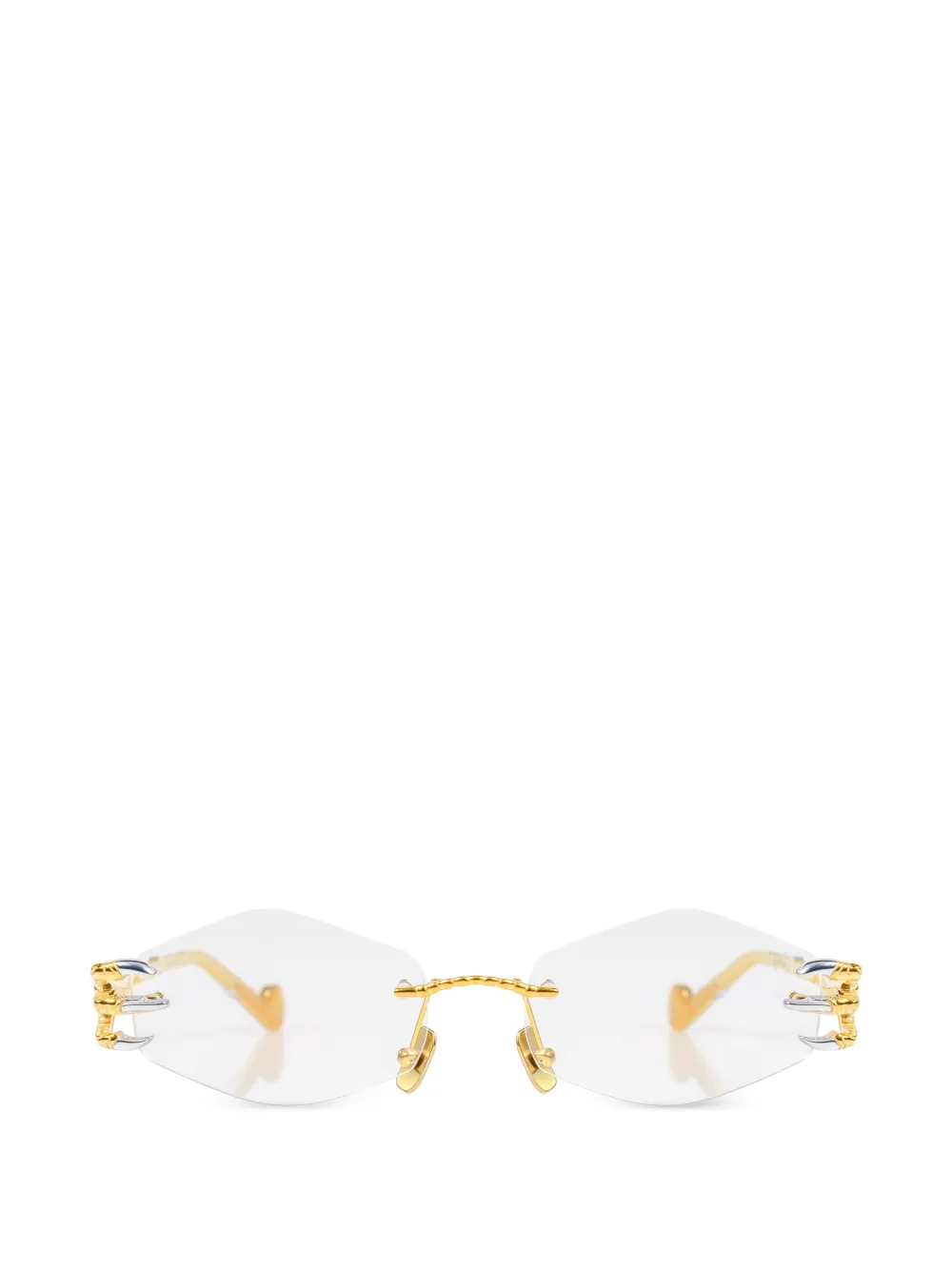 ANNA-KARIN KARLSSON Claw geometric-frame glasses - Gold