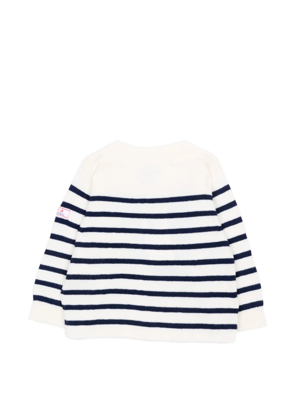 Petit Bateau Trui met horizontale streep en knoop op de schouders Beige