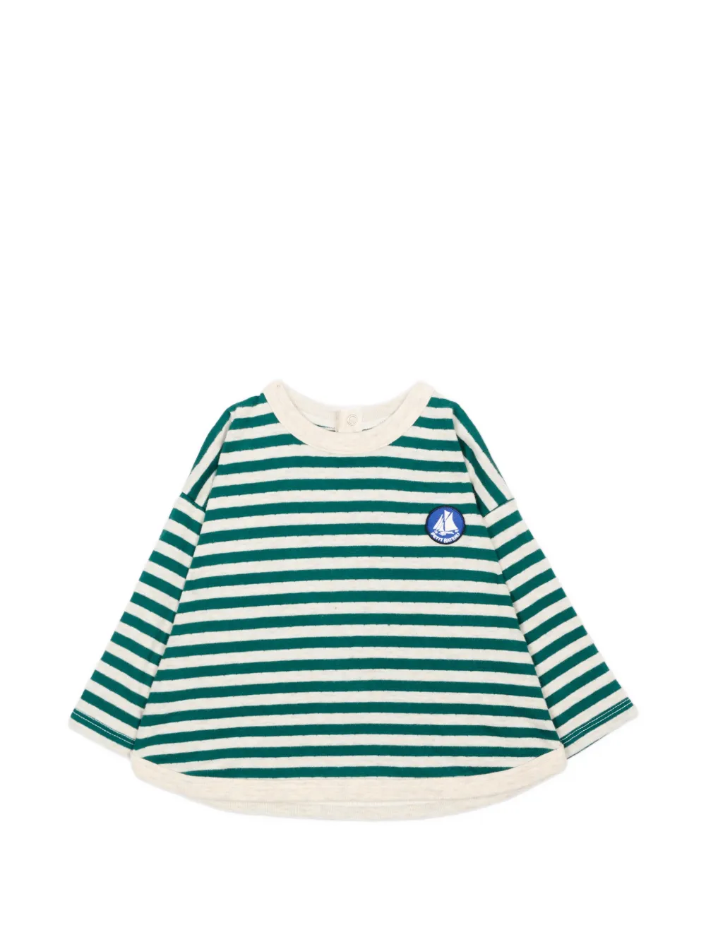 Petit Bateau striped logo-patch T-shirt - Verde