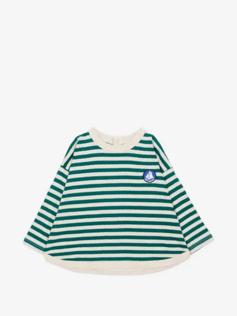 Petit Bateau playera con rayas estampadas y parche del logo