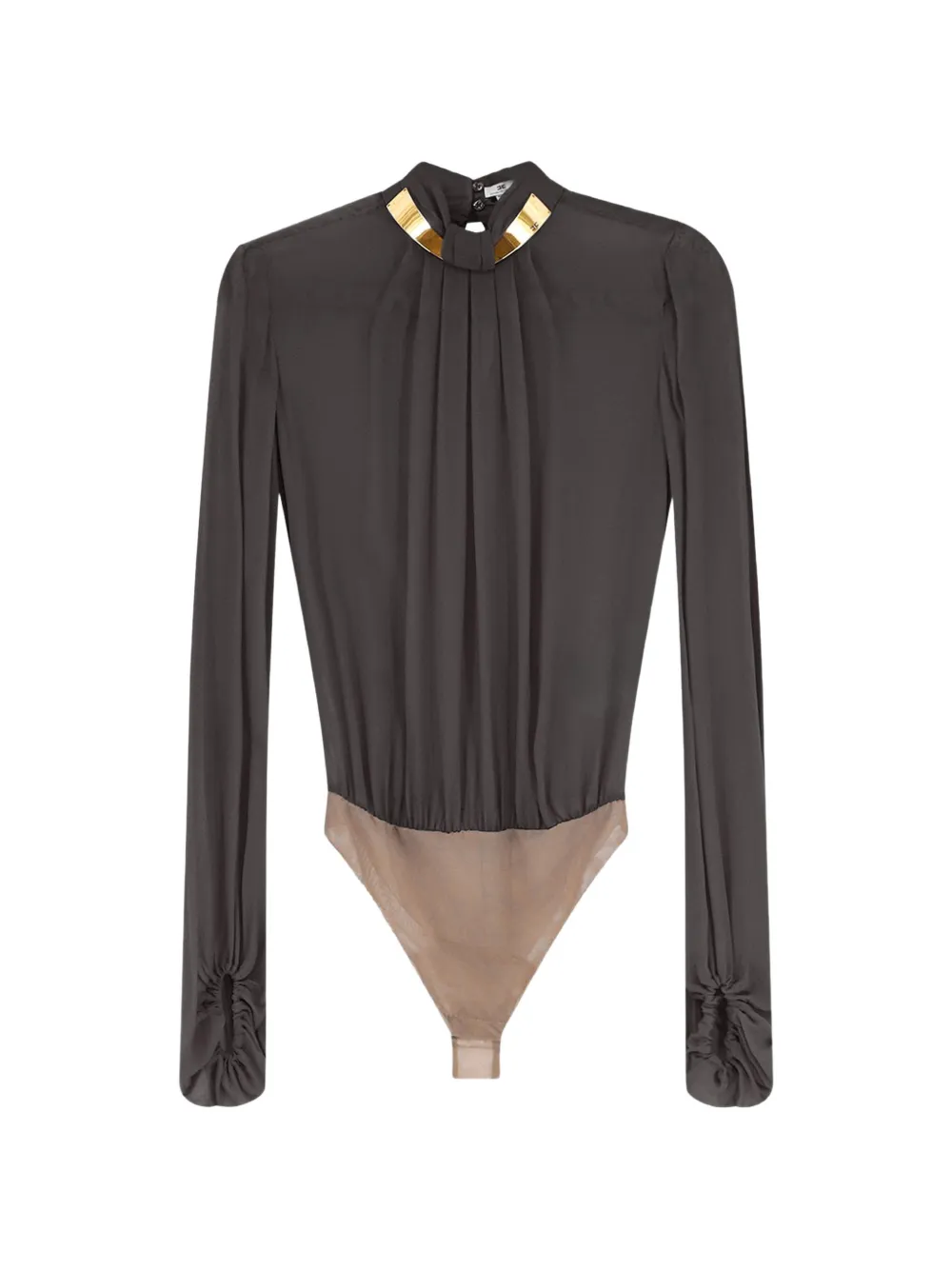 Elisabetta Franchi Body met plooien en goudkleurige hardware Zwart