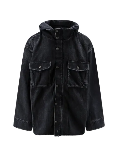 Balenciaga logo-embroidered hooded denim jacket