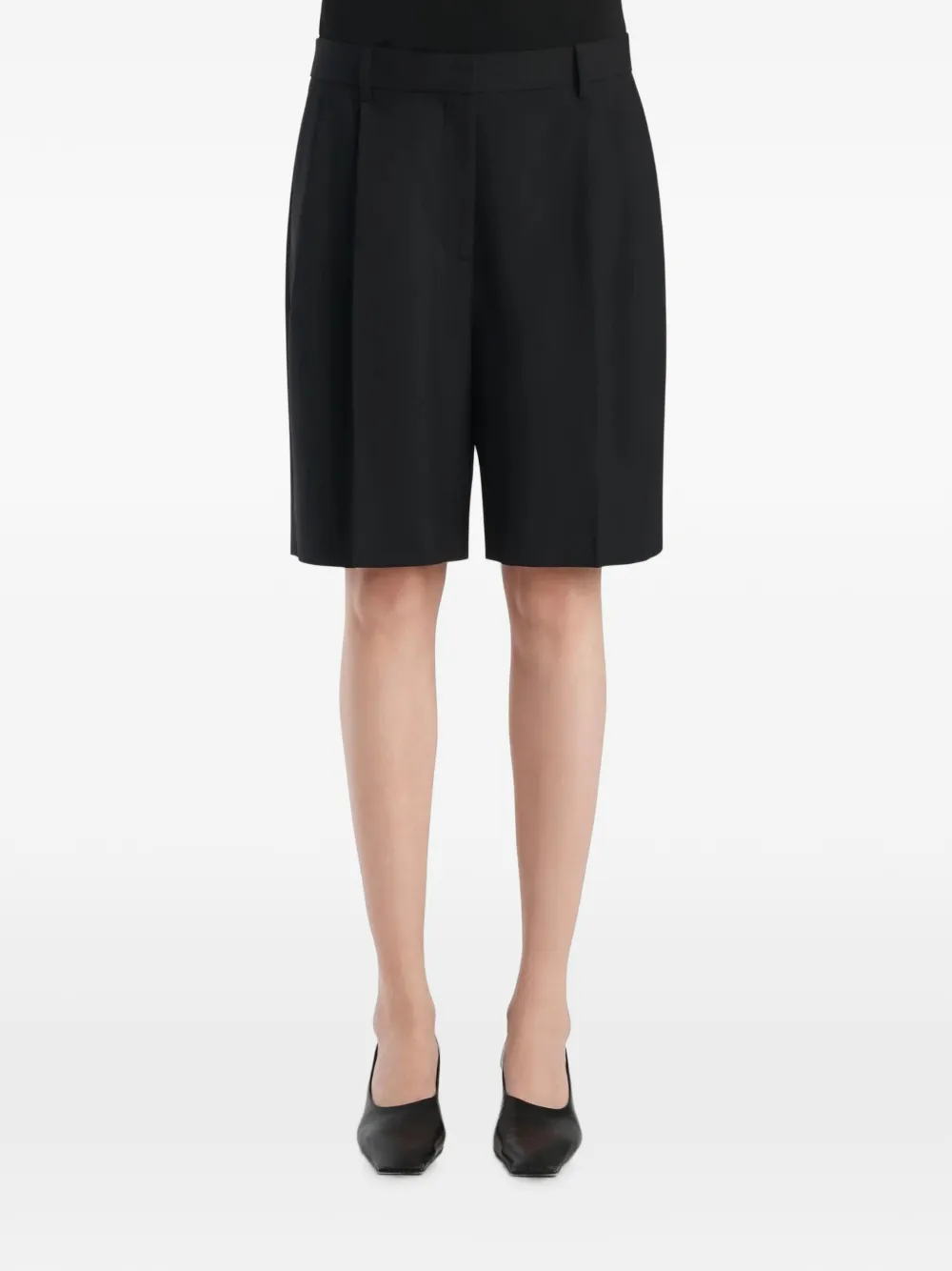 KHAITE Auggie geplooide shorts Zwart