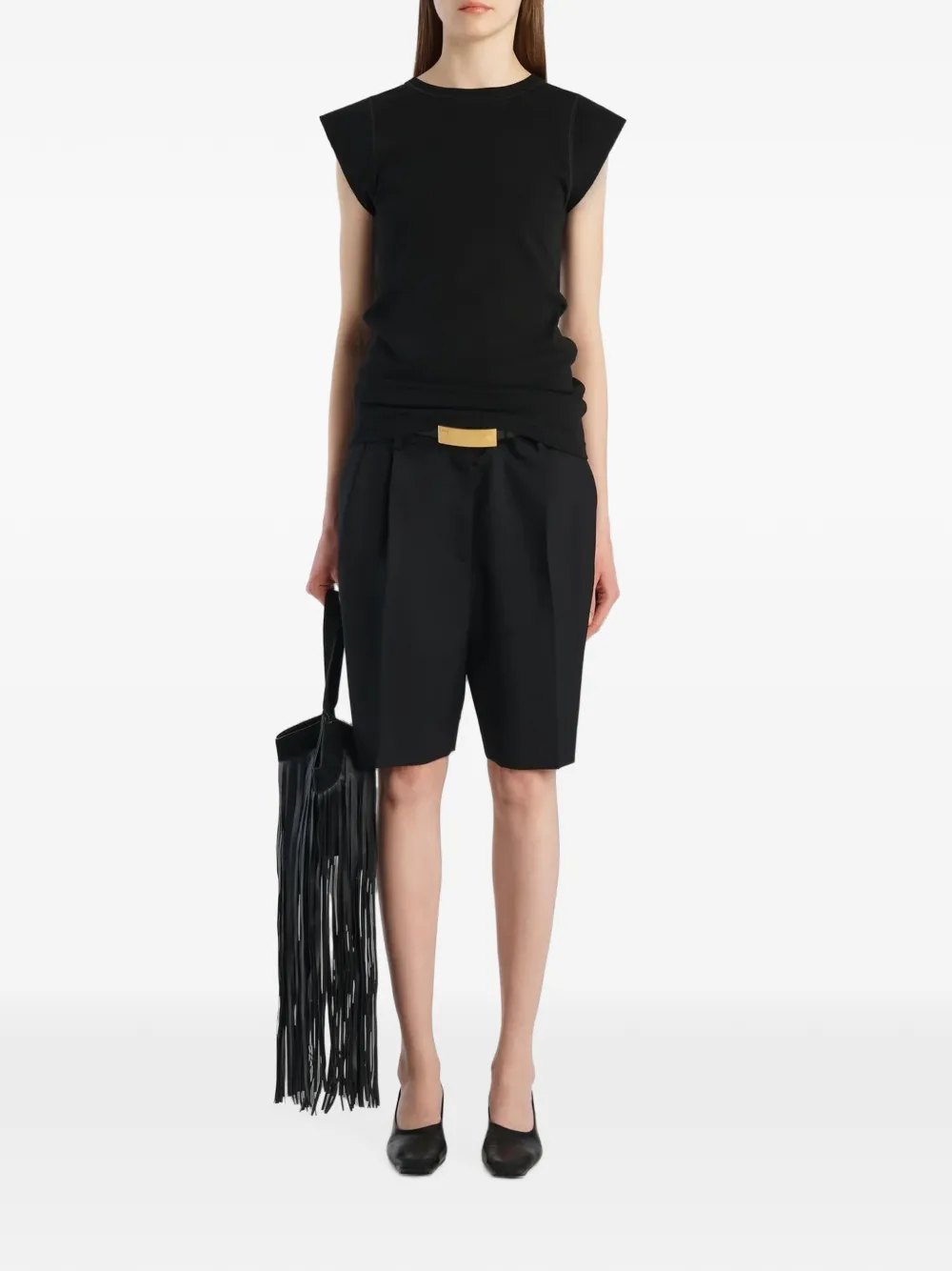 KHAITE Auggie geplooide shorts Zwart