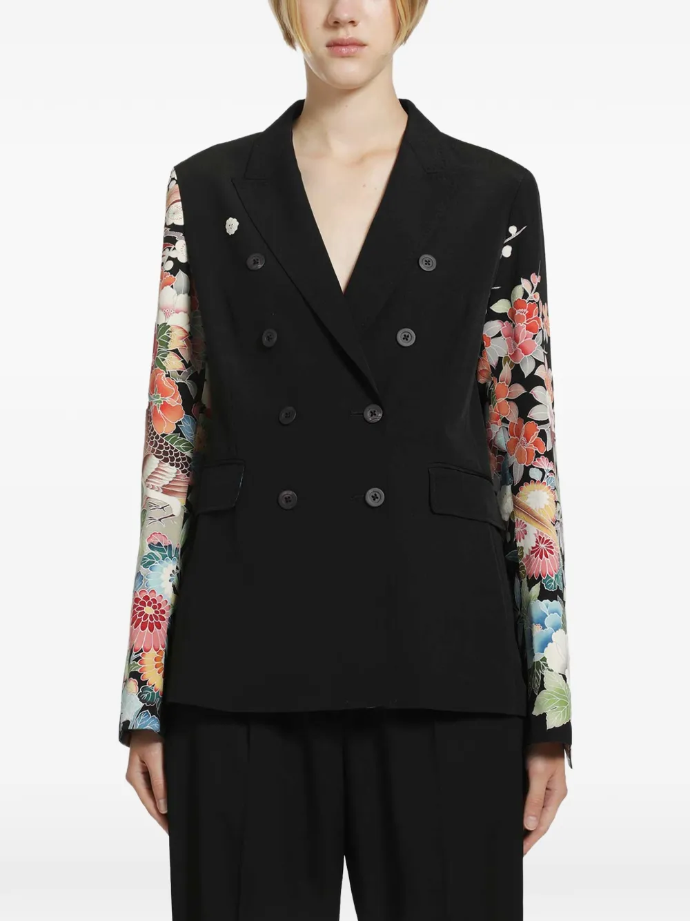IBRIGU floral-print double-breasted blazer - Black