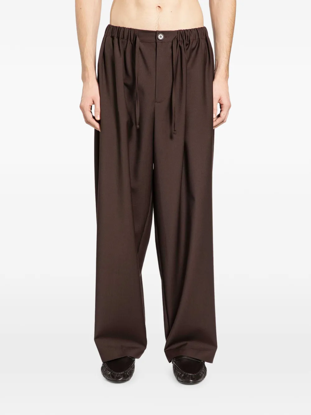 ROSE BURRITO drawstring virgin-wool pajama trousers - Marrone