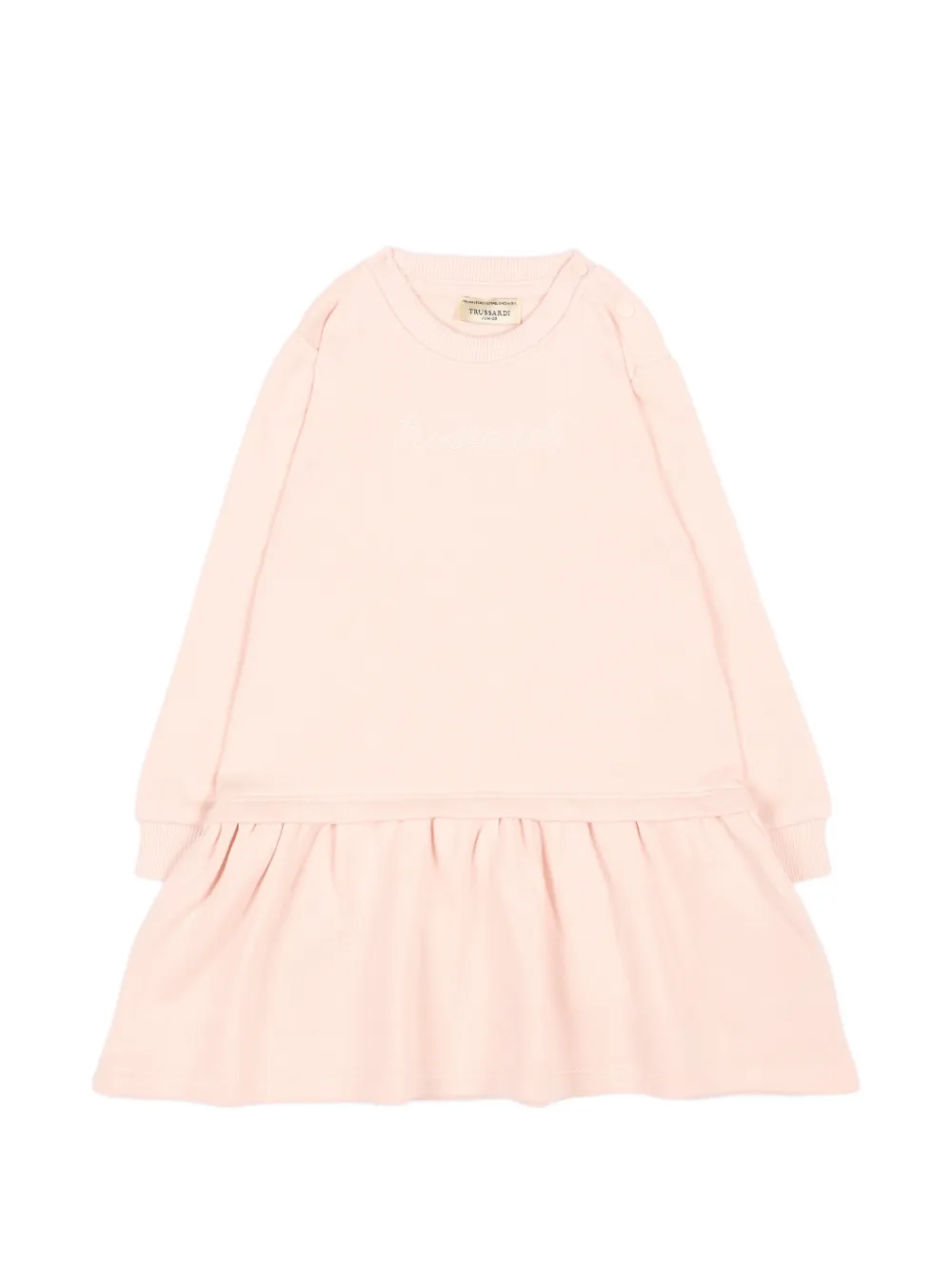 TRUSSARDI JUNIOR logo-embroidered ruffled dress - Rosa