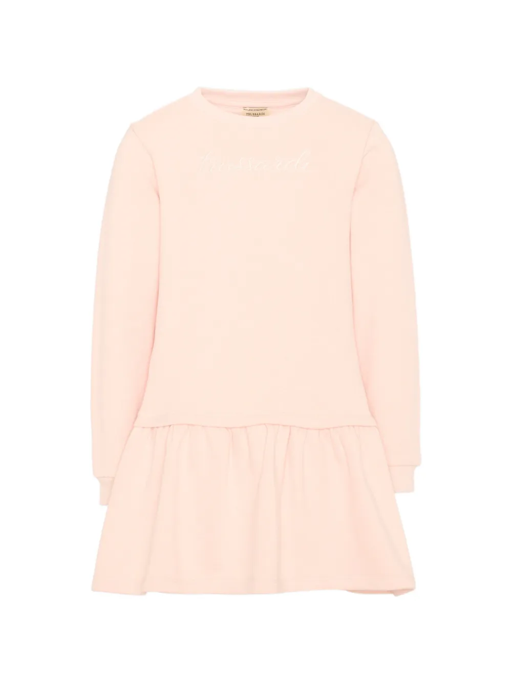 TRUSSARDI JUNIOR logo-embroidered ruffled dress - Rosa
