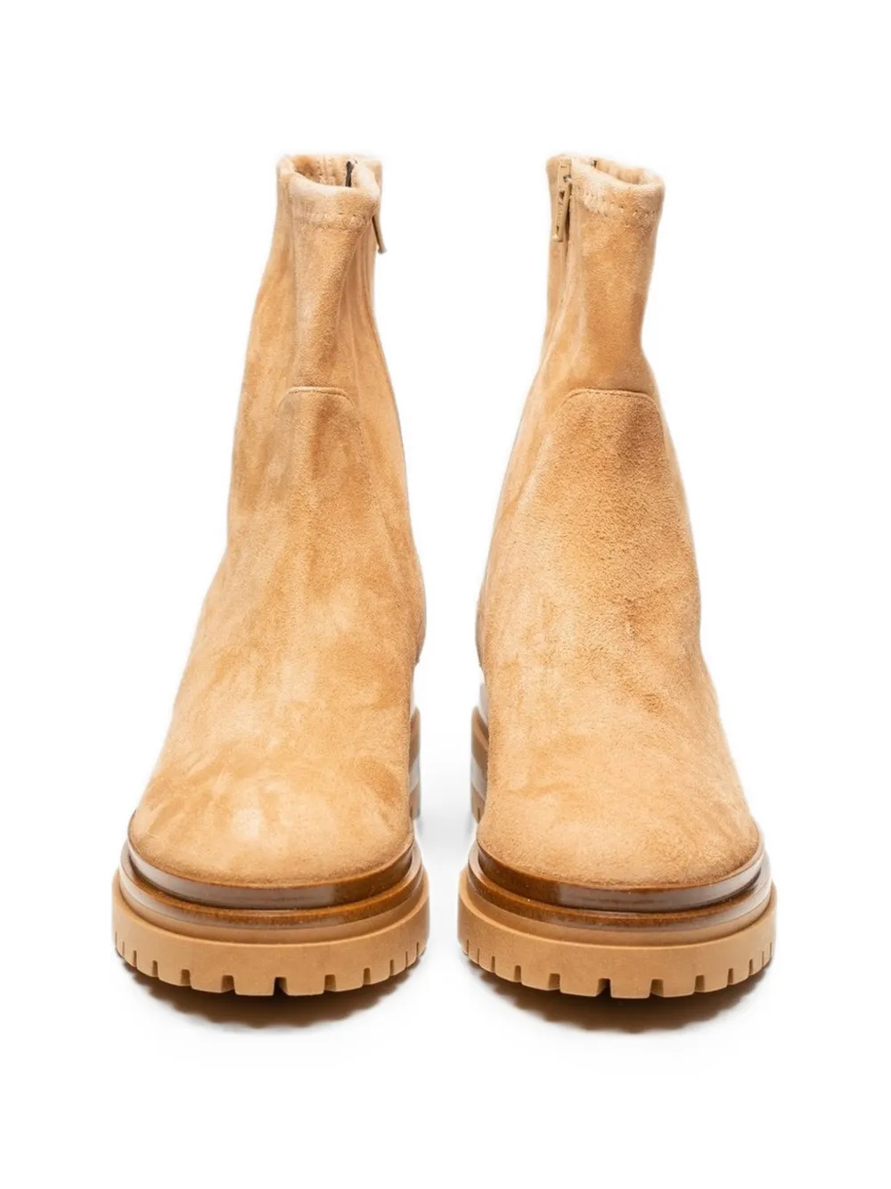 Poche Paris suede chunky ankle boots Beige