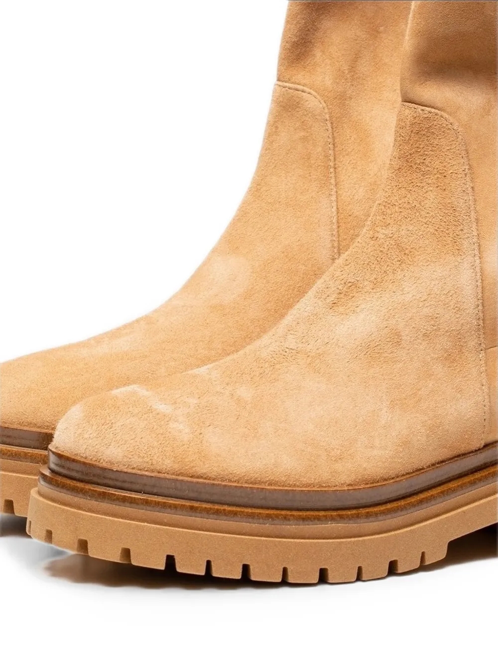 Poche Paris suede chunky ankle boots Beige