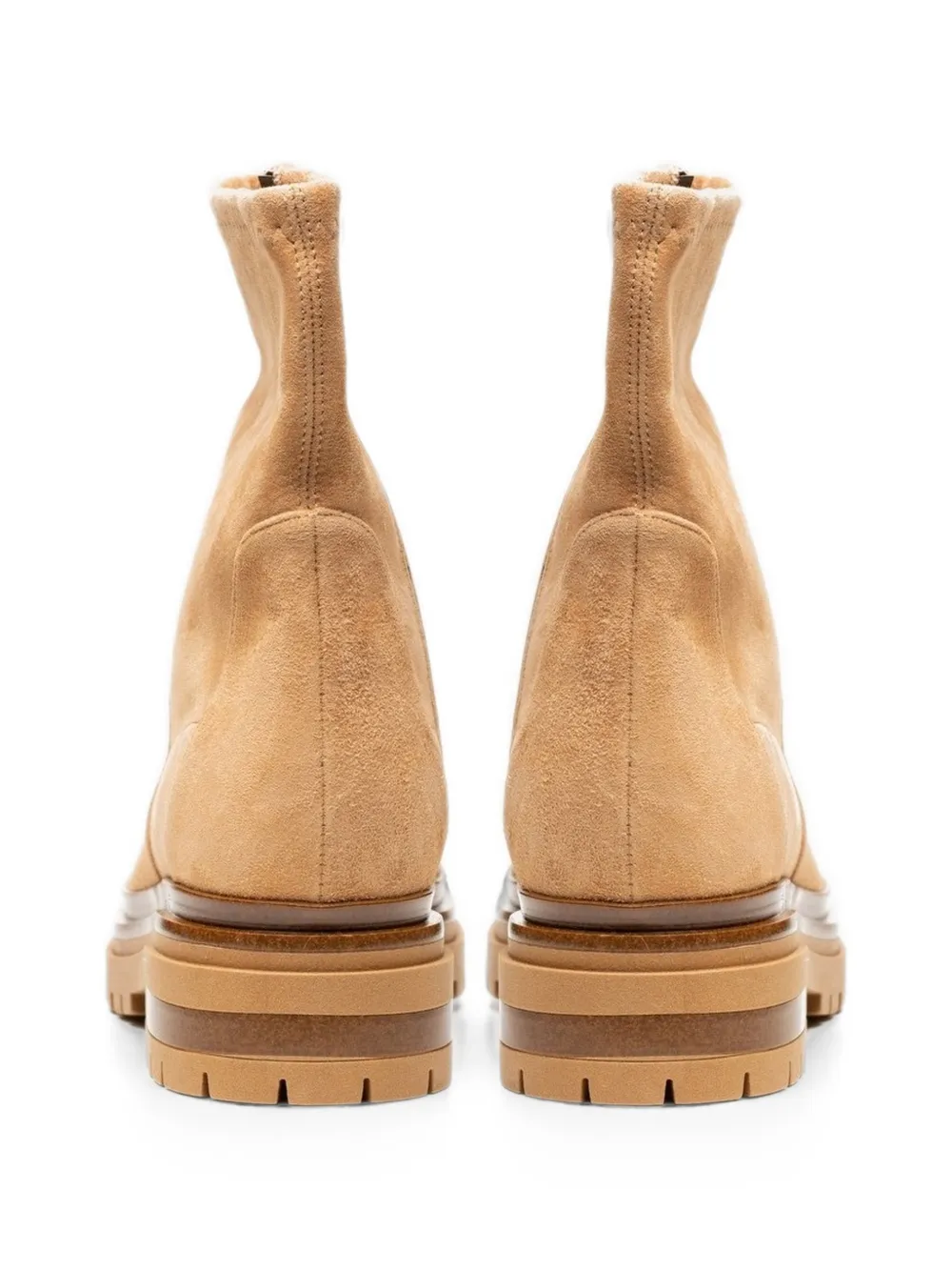 Poche Paris suede chunky ankle boots Beige