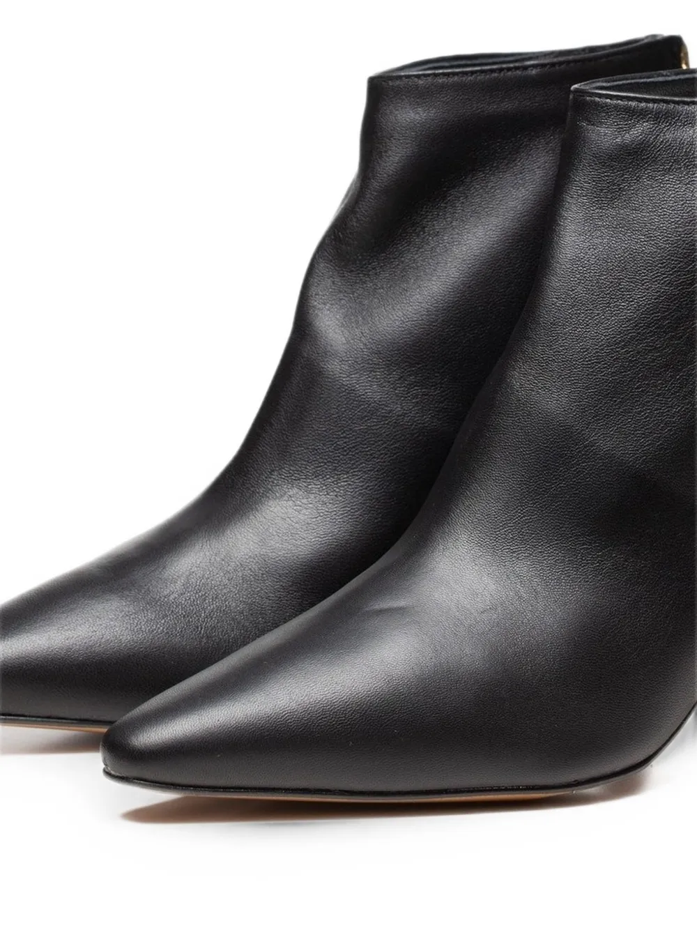 Poche Paris pointed-toe rear-zip ankle boots Zwart