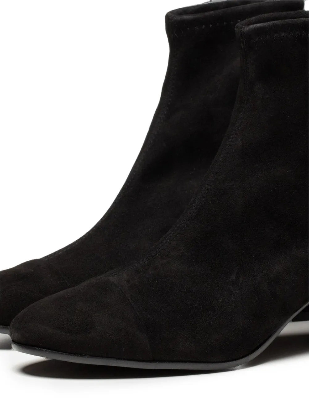 Poche Paris suede block-heel ankle boots Zwart
