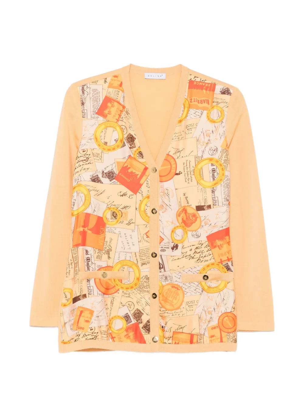 Celine Pre-Owned 2000s postcard-print sweater - Orange