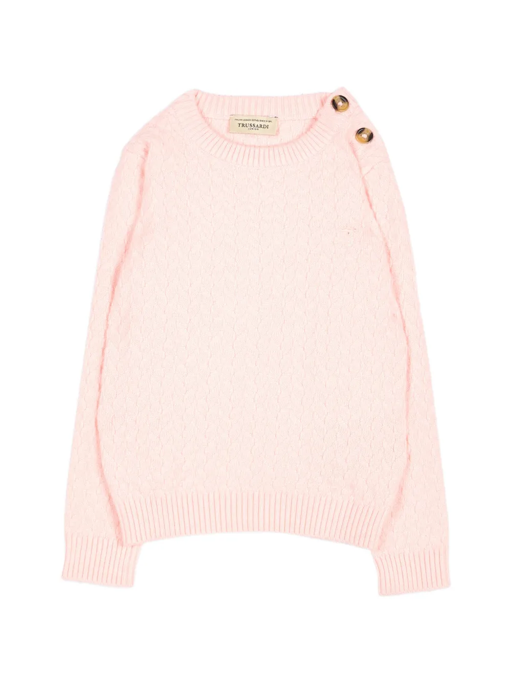 TRUSSARDI JUNIOR button-shoulder cable-knit sweater - Rosa
