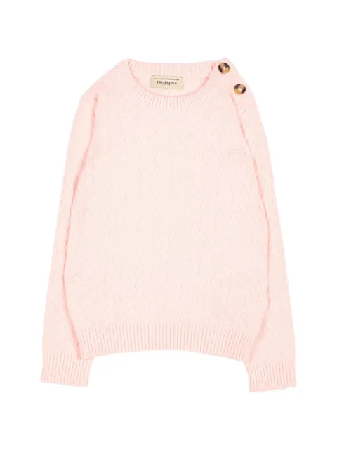TRUSSARDI JUNIOR button-shoulder cable-knit sweater