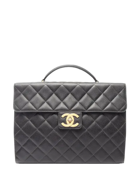 CHANEL Pre-Owned 1996-1997 CC Quilted Caviar Briefcase business bag