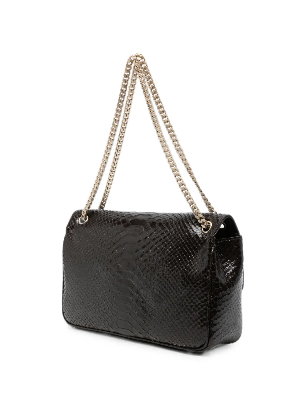 Tom Ford Semi Shiny Printed Python Chain Shoulder Bag In Black