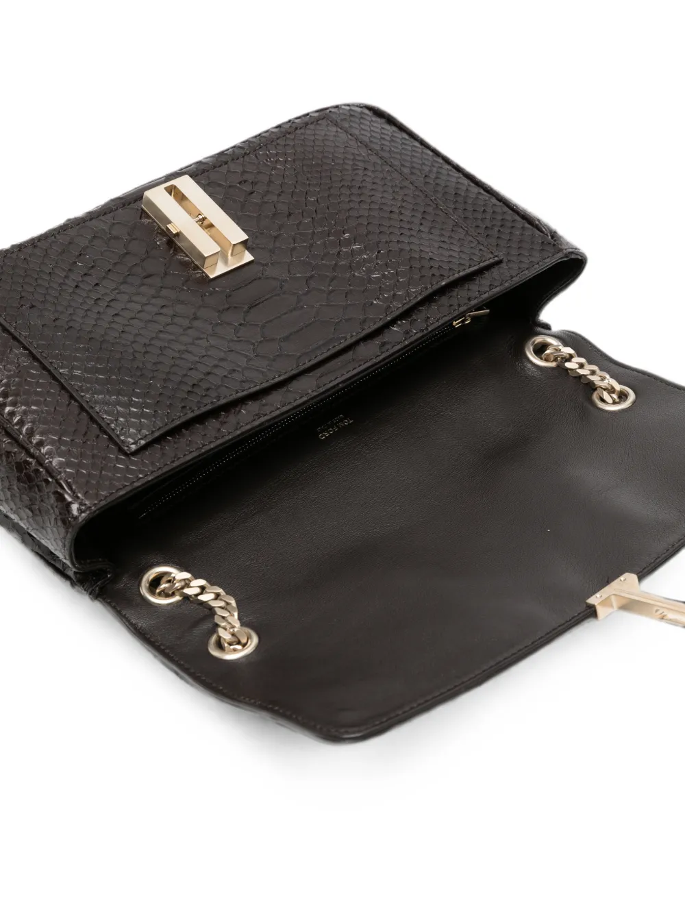 Tom Ford Semi Shiny Printed Python Chain Shoulder Bag In Black