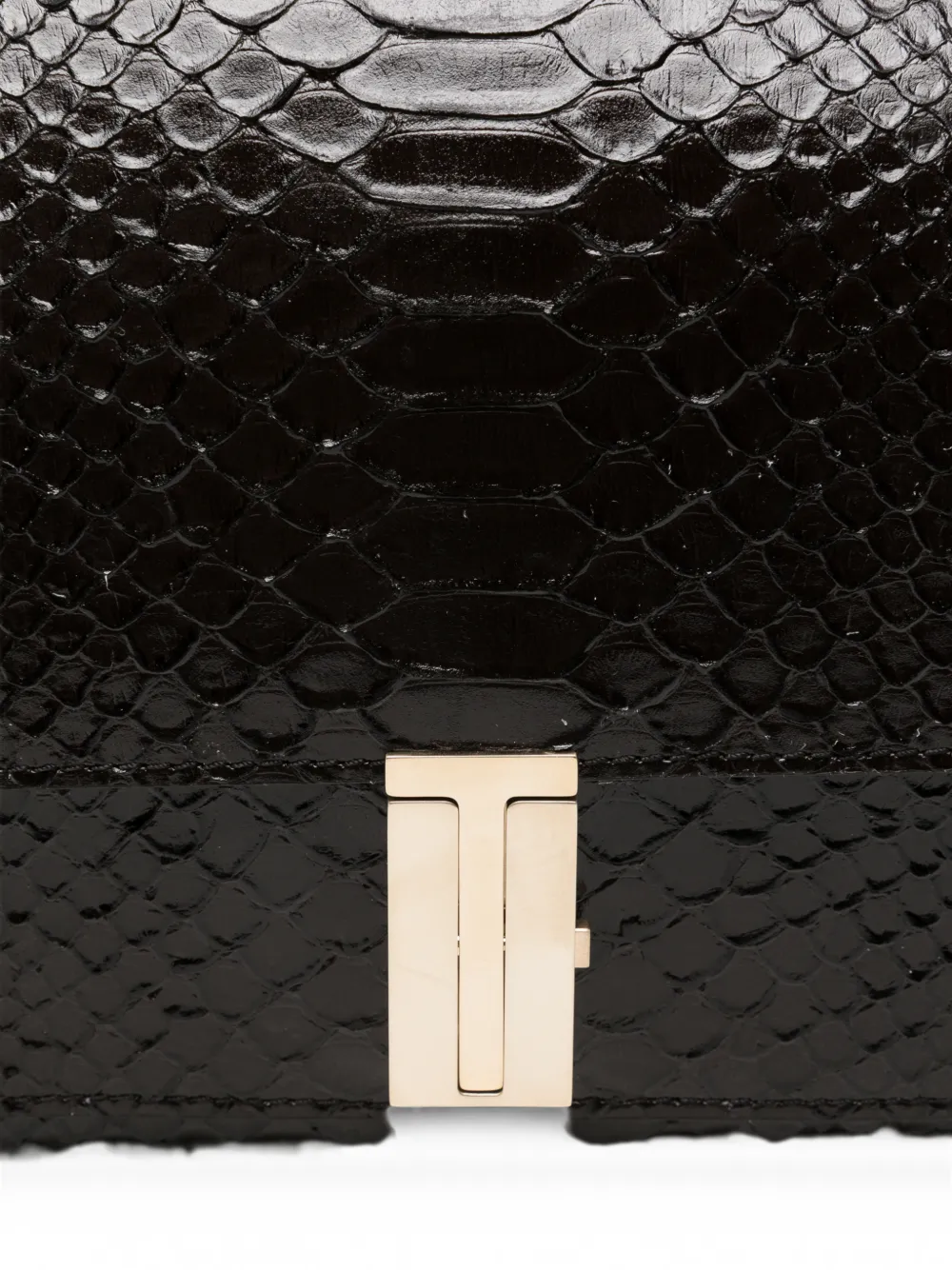 Tom Ford Semi Shiny Printed Python Chain Shoulder Bag In Black