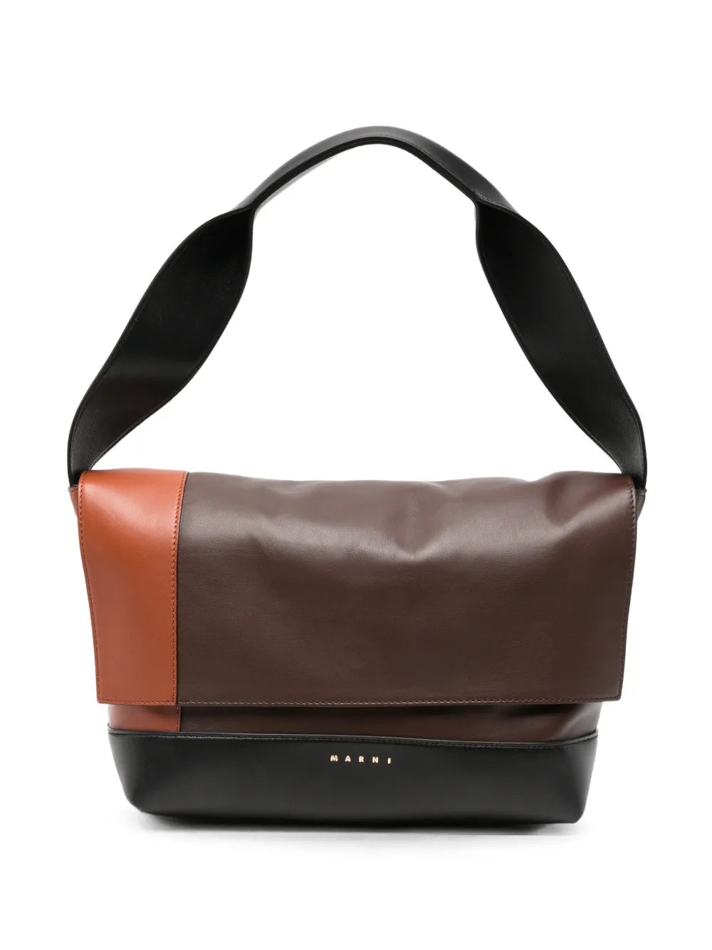Marni colour-block leather shoulder bag - Marrone