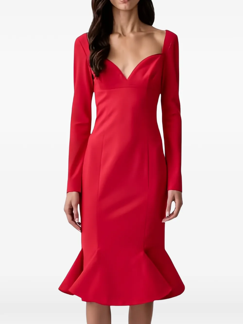 PINKO sweetheart-neck midi dress - Rosso