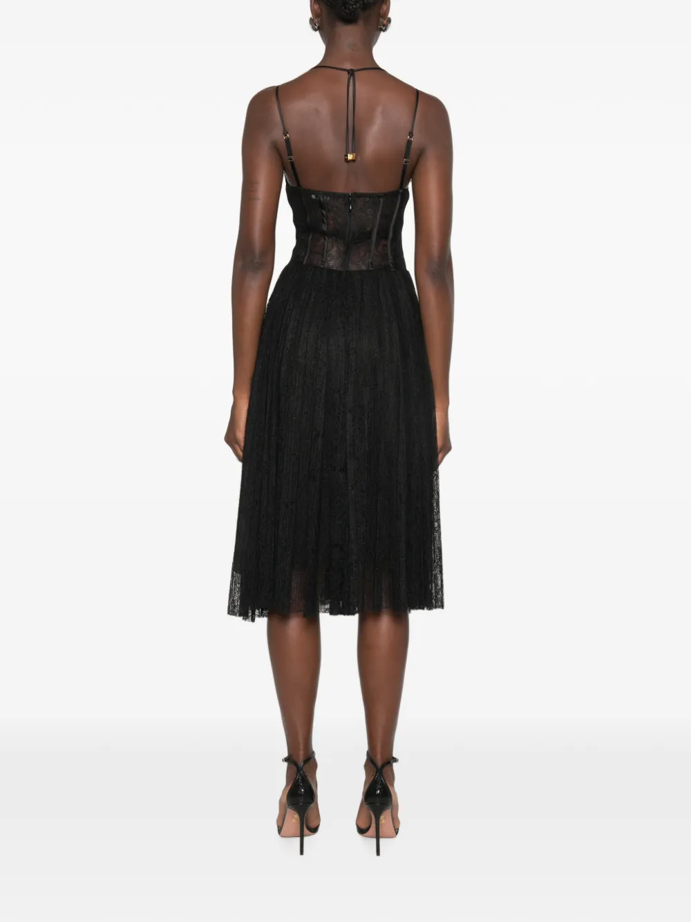 Elisabetta Franchi Geplooide midi-jurk Zwart