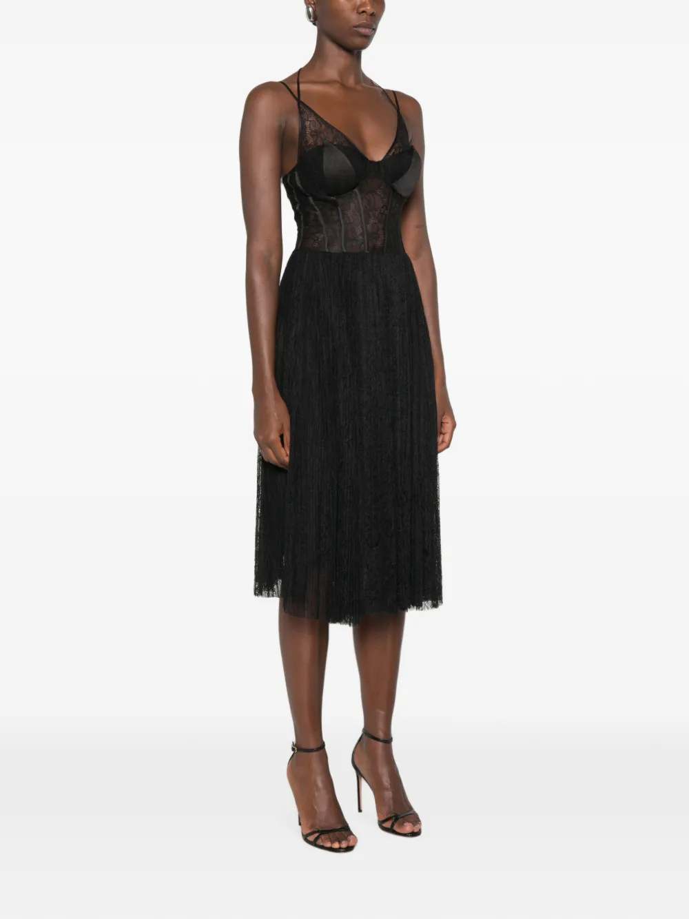 Elisabetta Franchi Geplooide midi-jurk Zwart