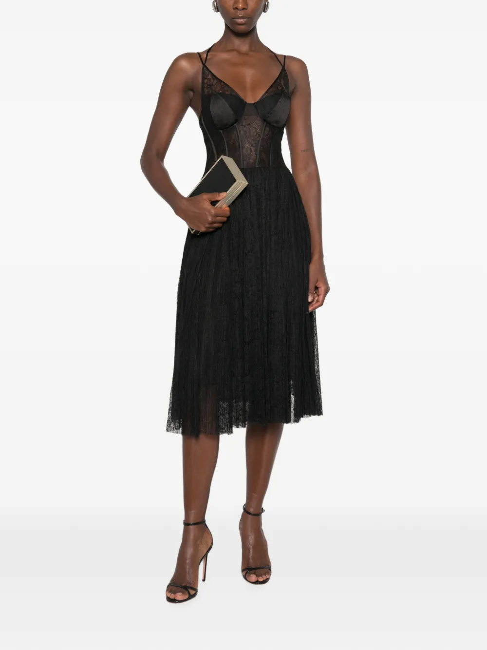 Elisabetta Franchi Geplooide midi-jurk Zwart