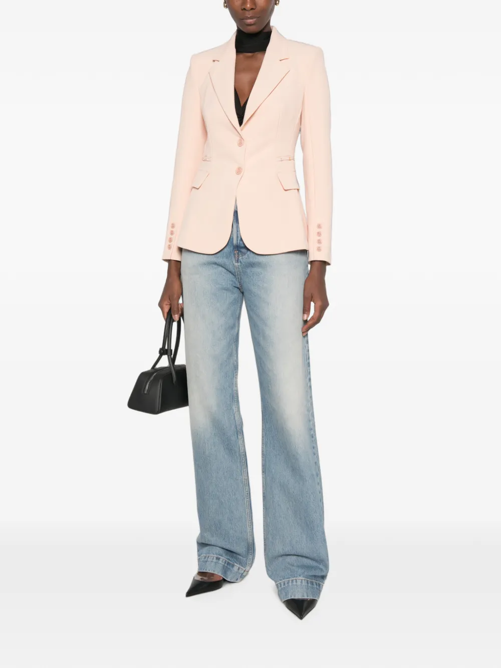 Elisabetta Franchi peak-lapel single-breasted blazer Roze