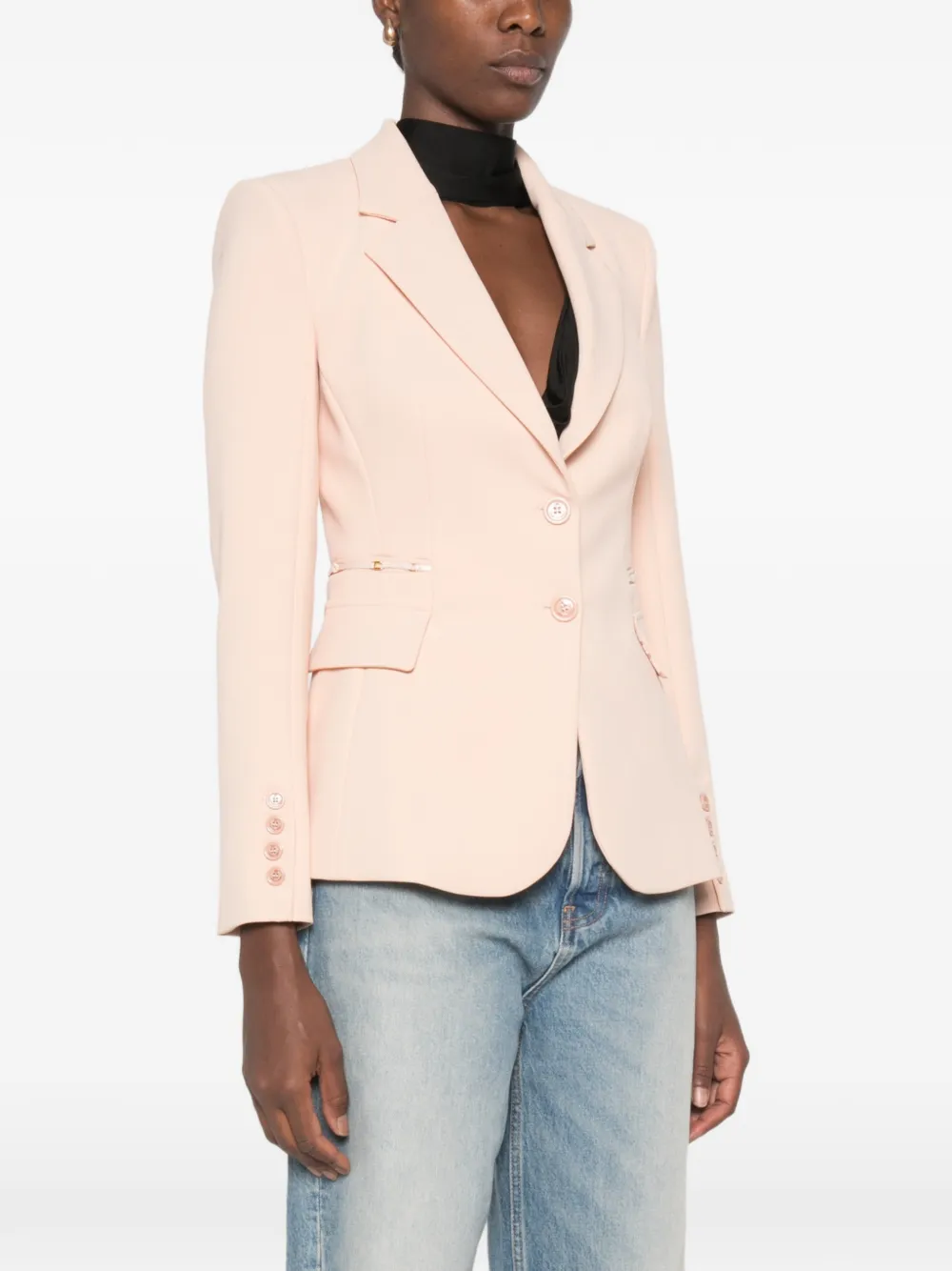Elisabetta Franchi peak-lapel single-breasted blazer Roze