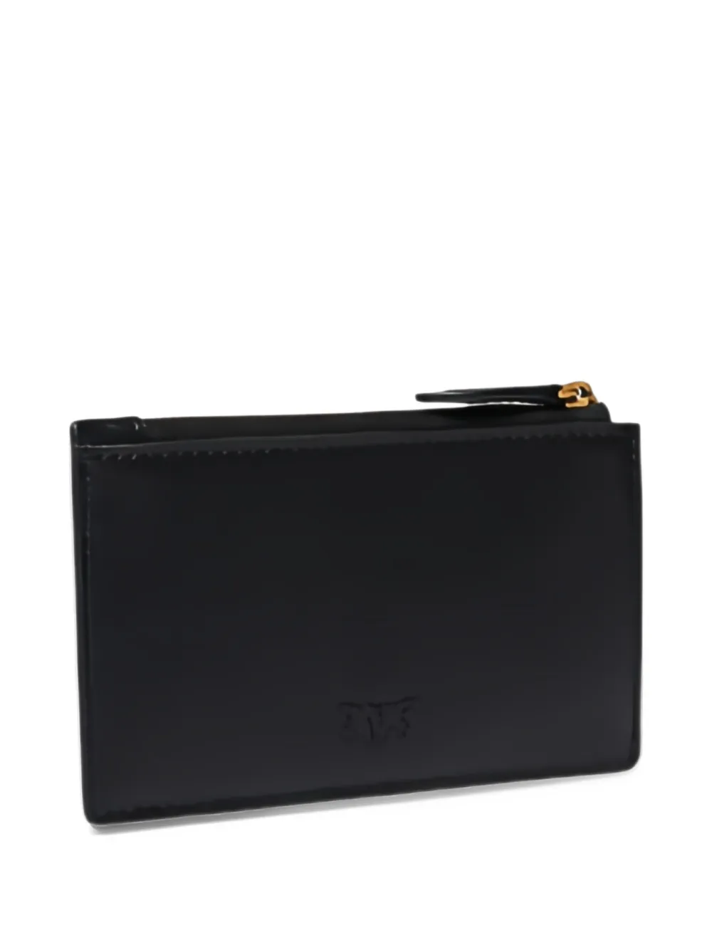 PINKO leather card holder with tassel and pompom Zwart