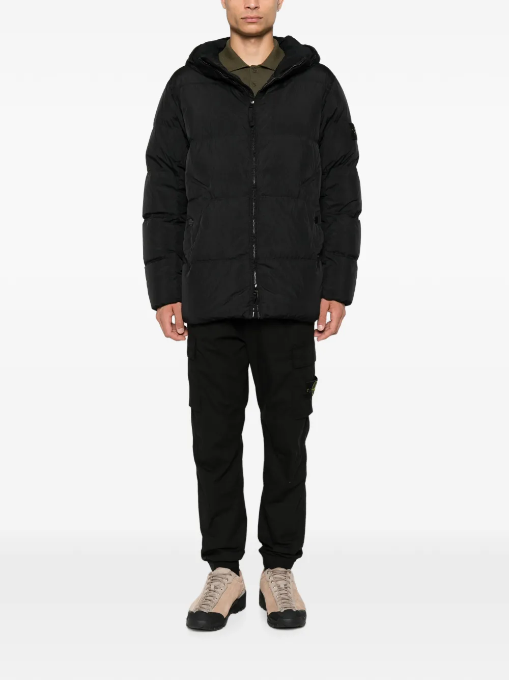 Stone Island 4100037 Reps NY windbestendig donsjack met anti-drop Zwart