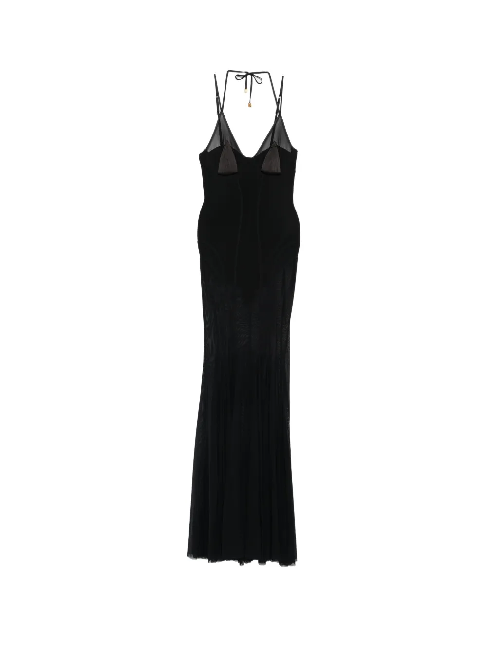 Elisabetta Franchi sheer-panelled pleated maxi dress - Schwarz