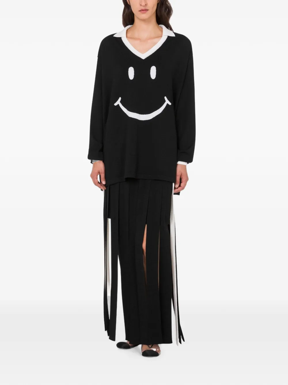Moschino x Smiley intarsia trui Zwart